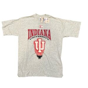 NWT Vintage 1990s Indiana University Official Fan Wear Heather Light Gray Tee